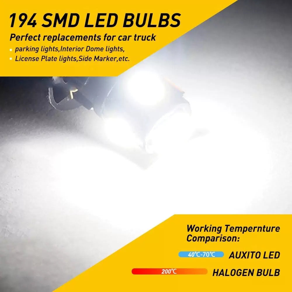 AUXITO 20pcs 6000K T10 194 168 Car Interior Kit Side Marker LED Light Bulb White AUXITO [6]