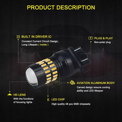 AUXITO 2X 3157 3457A 4157 Super Amber Turn Signal Blinker LED Light Bulbs 48H EA AUXITO [4]