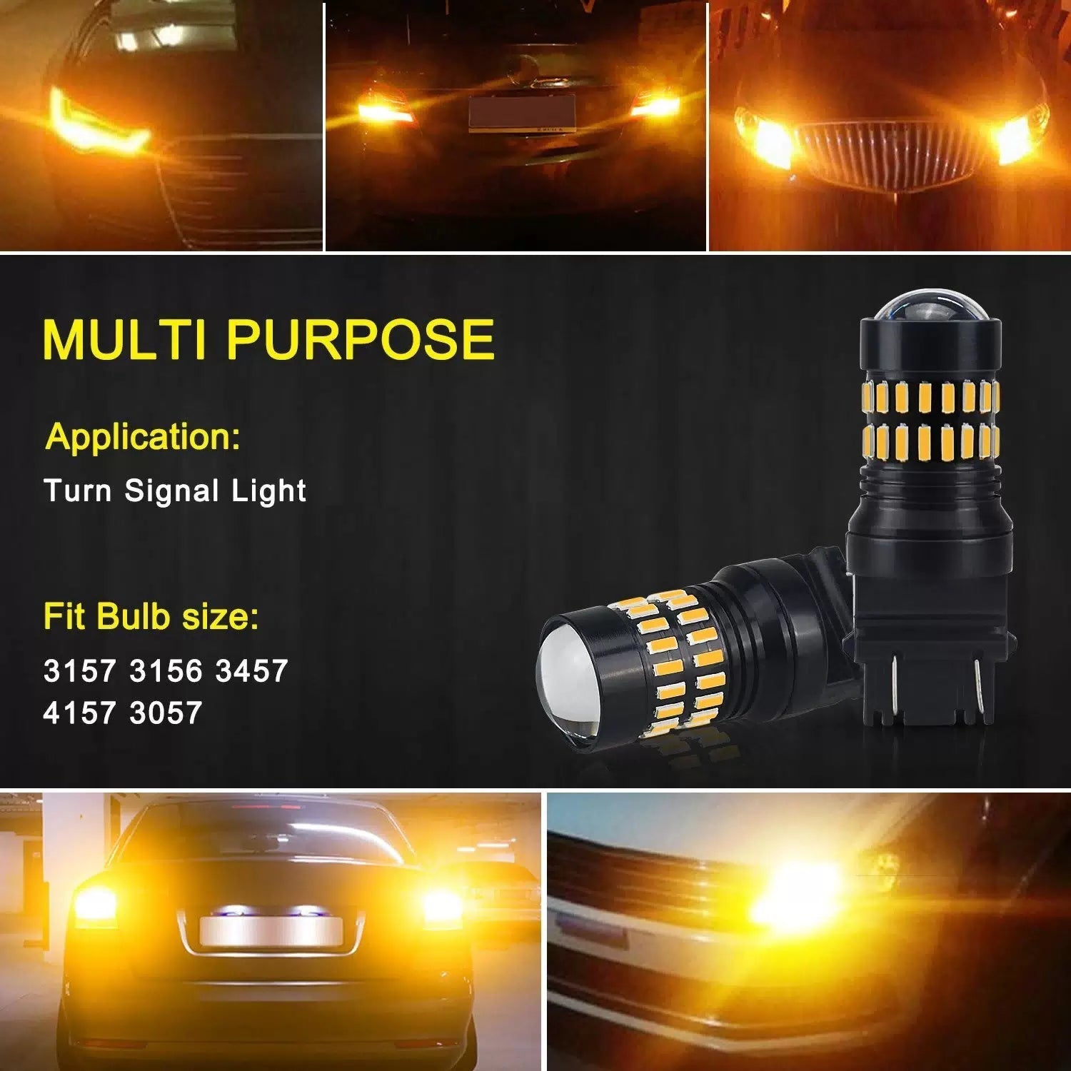 AUXITO 2X 3157 3457A 4157 Super Amber Turn Signal Blinker LED Light Bulbs 48H EA AUXITO [5]