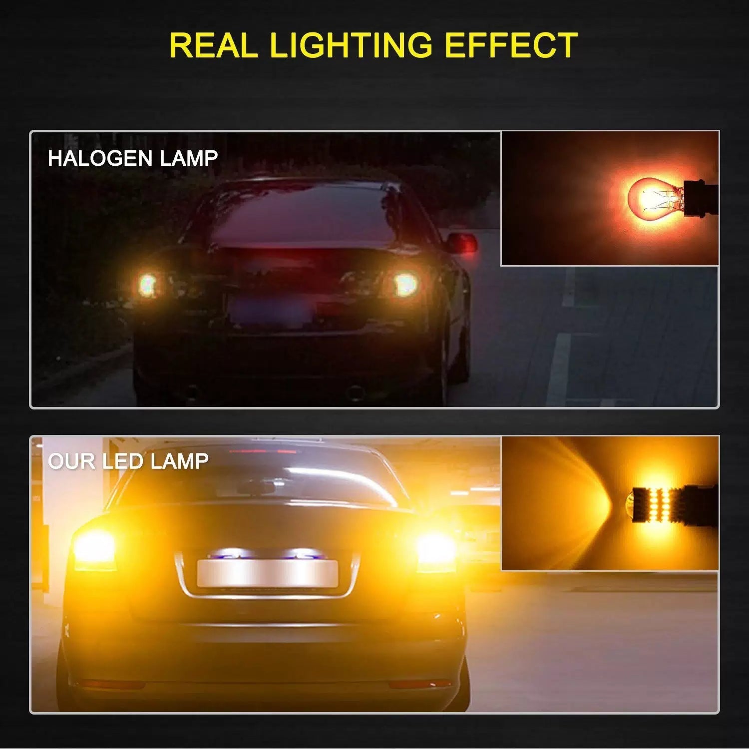 AUXITO 2X 3157 3457A 4157 Super Amber Turn Signal Blinker LED Light Bulbs 48H EA AUXITO [8]