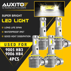 AUXITO 40000LM Combo 4 9005 + 9006 LED Headlight Kit Bulbs High Low Beam White AUXITO [1]