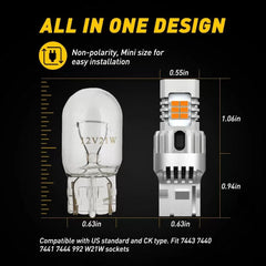 AUXITO 7440 Amber LED Signal Turn Light Bulbs Anti Hyper Flash Error Free CANBUS AUXITO [3]