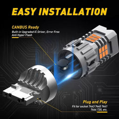 AUXITO 7440 Amber LED Signal Turn Light Bulbs Anti Hyper Flash Error Free CANBUS AUXITO [4]