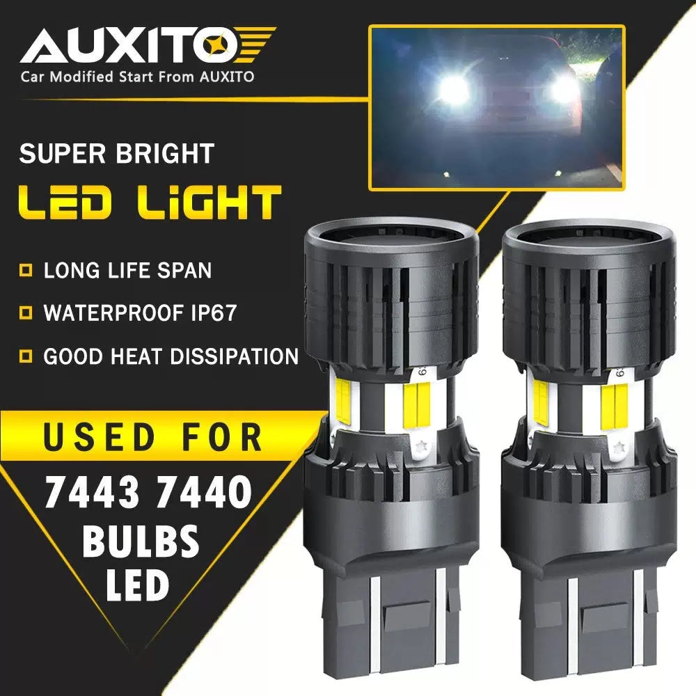 AUXITO 7443 7440 LED TURN SIGNAL Reverse LIGHT BULBS SUPER BRIGHT WHITE 4KP8 EOA AUXITO [1]