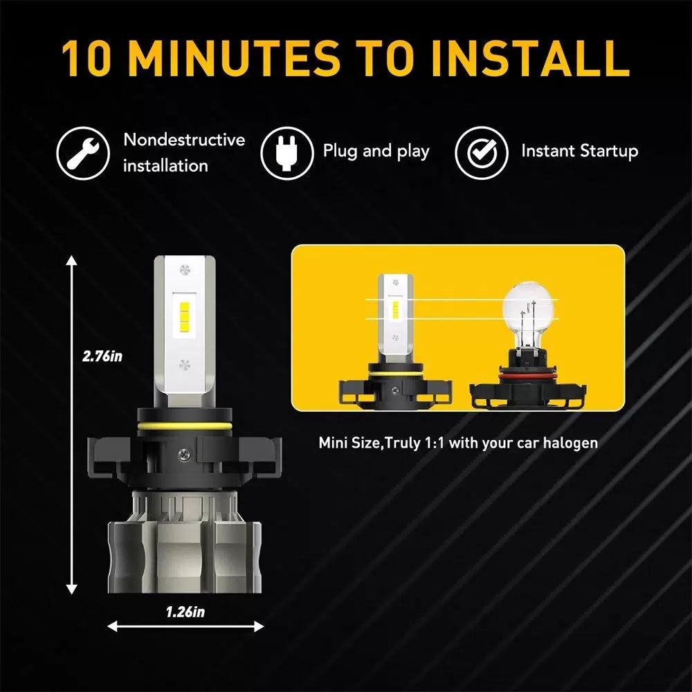 AUXITO CANBUS 2504 5202 LED Fog Light Bulbs 6500K White Extremely bright B3F EOA AUXITO [2]