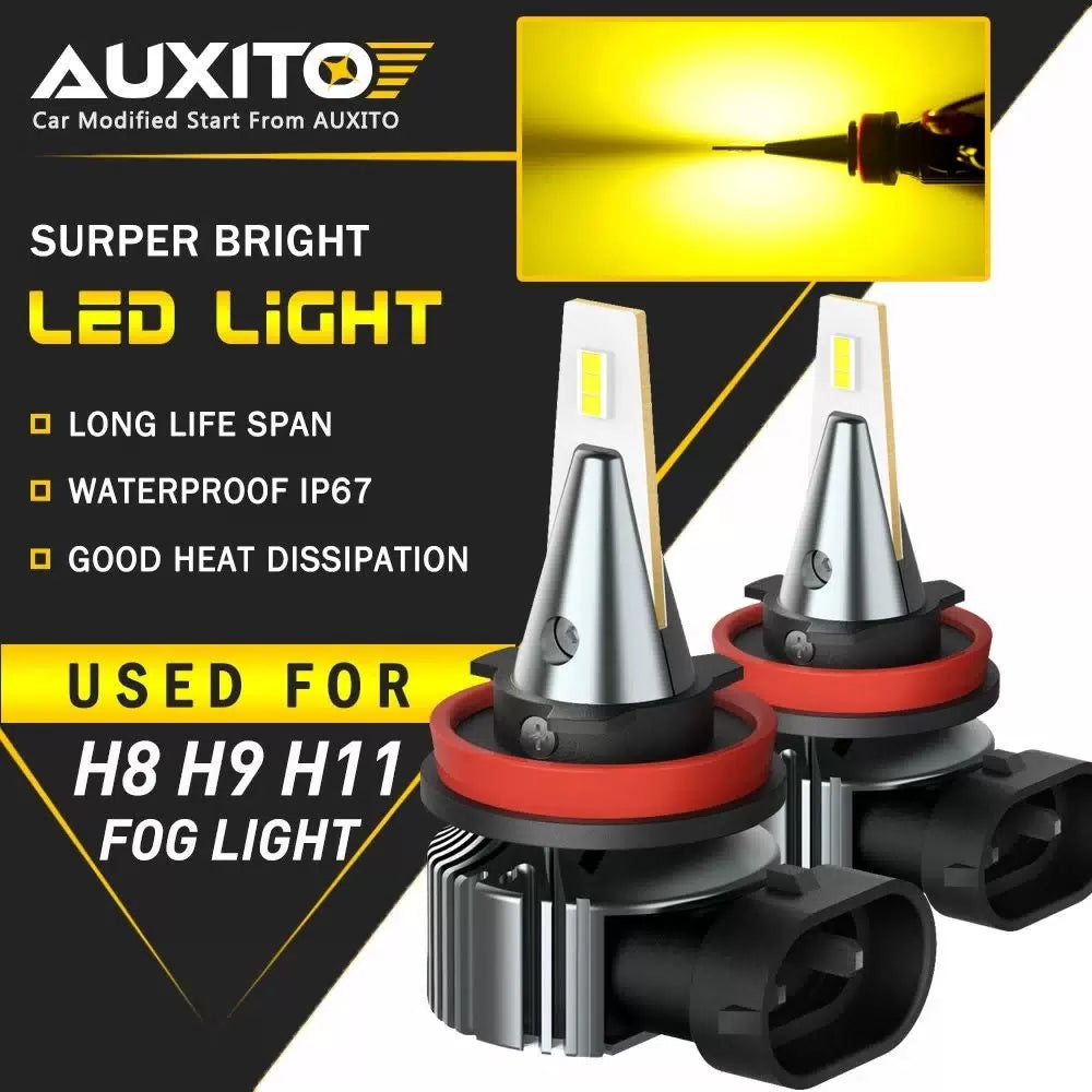 AUXITO H11 H8 H9 LED Bulbs 3000K Golden Yellow Super Bright Fog Light DRL Lamp A AUXITO [1]