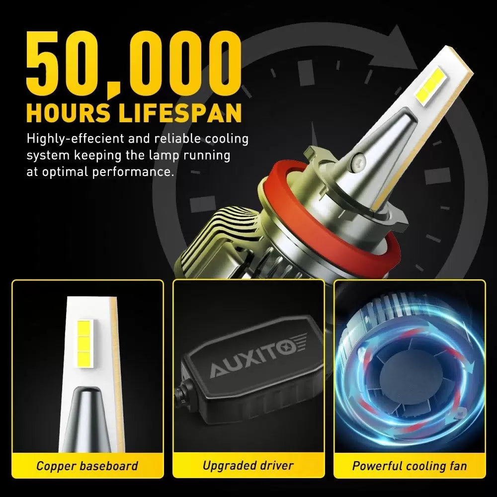 AUXITO H11 LED Headlight Kit Low Beam Bulbs Super Bright 30000LM 6500K White EOA AUXITO [7]