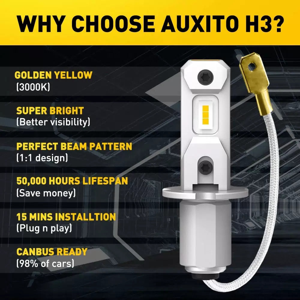 AUXITO H3 LED Fog Light Bulb Conversion Super Bright White/ Yellow Ultra Bright AUXITO [7]