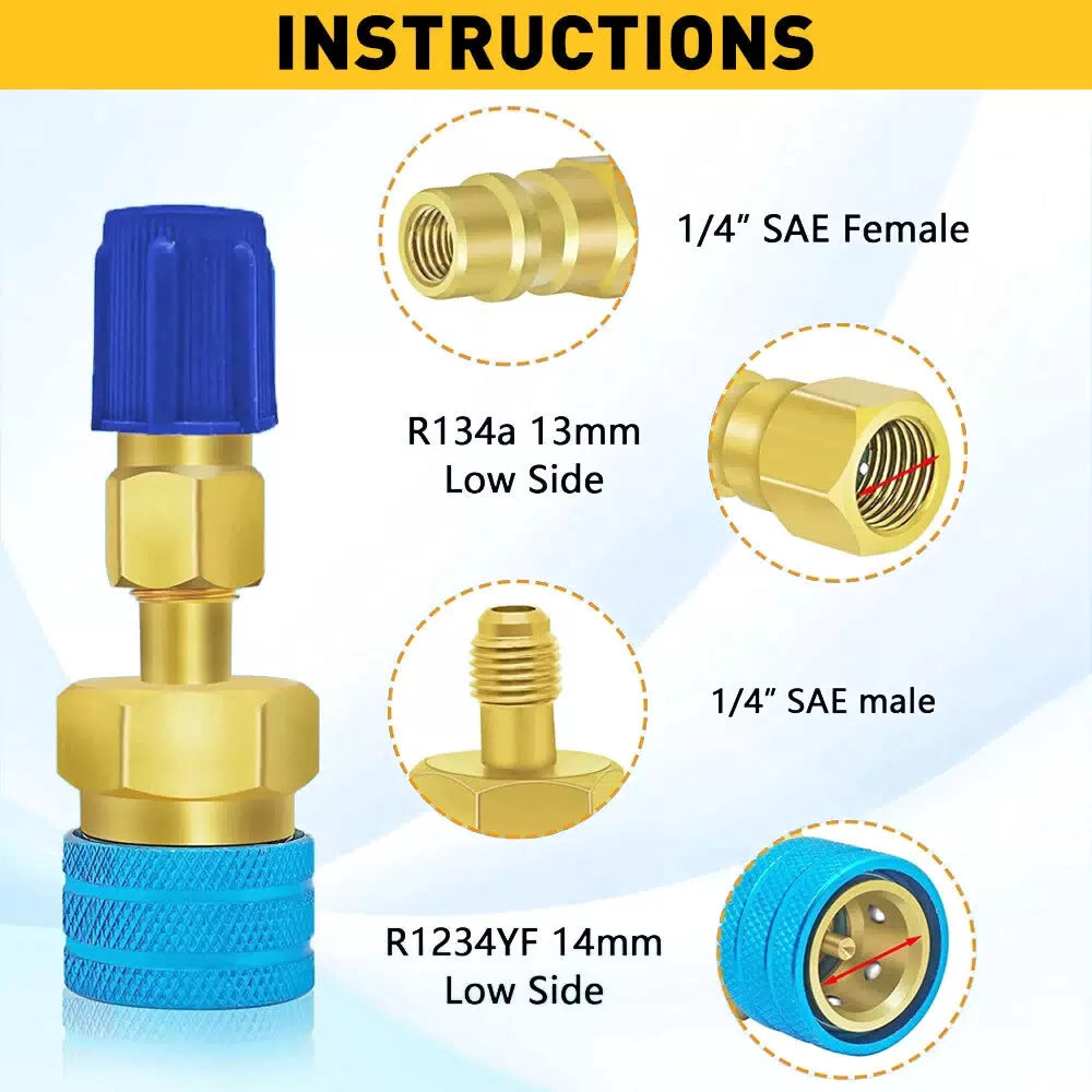 A/C R1234YF Quick Coupler Adapters Connector Manifold AC Gauge Set Auto High/Low 6B93BC-57 [6]