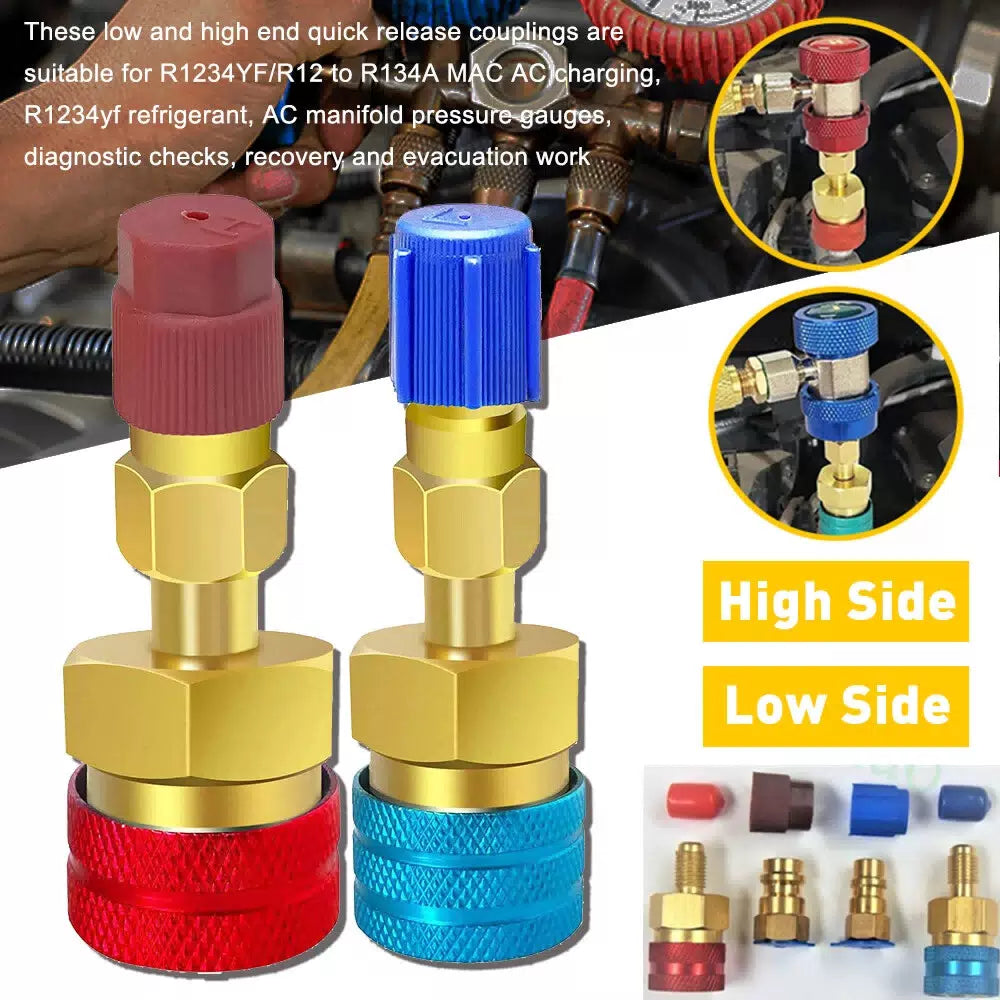 A/C R1234YF Quick Coupler Adapters Connector Manifold AC Gauge Set Auto High/Low 6B93BC-57 [8]