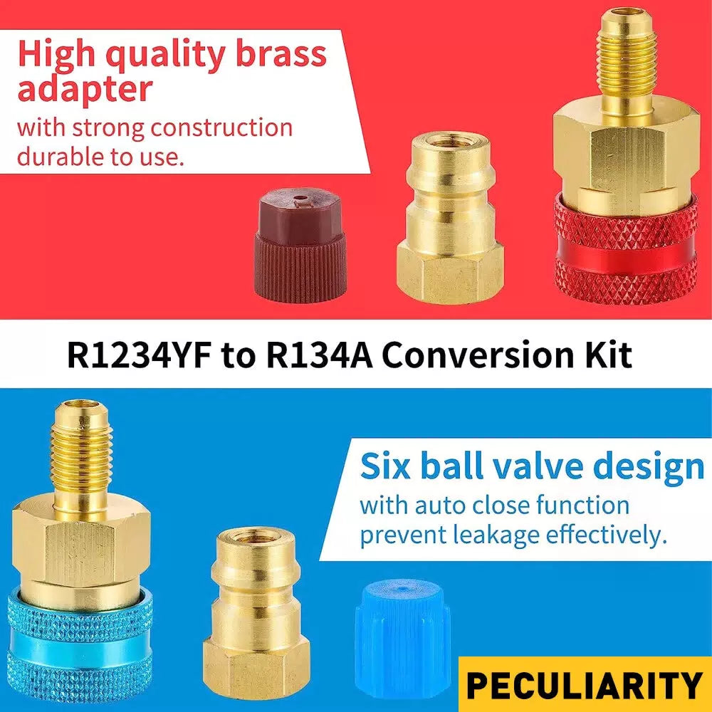 A/C R1234YF Quick Coupler Adapters Connector Manifold AC Gauge Set Auto High/Low 6B93BC-57 [9]