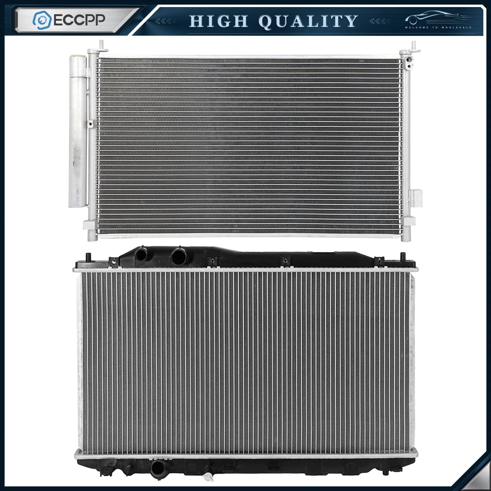 Aluminum Radiator & AC Condenser Cooling Kit For 2006 2011 Honda Civic 1.8L l4 6B93BC-57 [1]