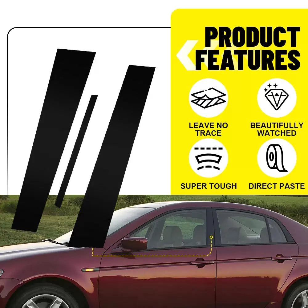 BLACK Pillar Posts for Acura TL 04-08 6pc Set Door Cover Piano Window Trim Kit A 6B93BC-57 [4]