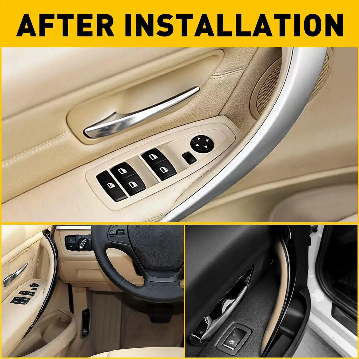 Beige Car Interior Door Grab Handle Cover for 2012-2018 BMW 3/4 Series F30 F35 A 6B93BC-57 [4]