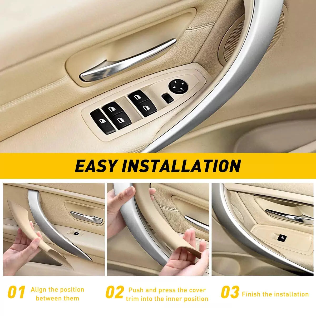 Beige Car Interior Door Grab Handle Cover for 2012-2018 BMW 3/4 Series F30 F35 A 6B93BC-57 [5]