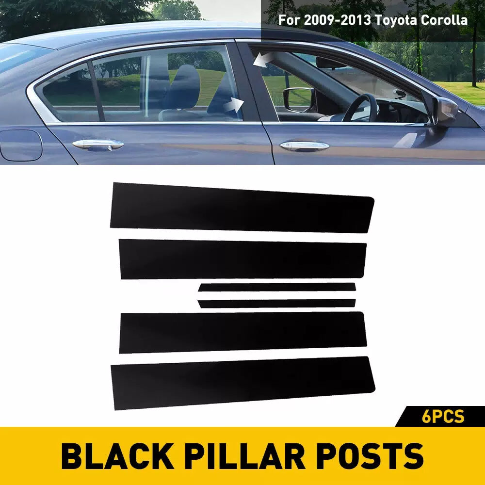 Black Pillar Posts Door Trim Fit For Toyota Corolla Sedan 2009 2010-2013 EOA 6B93BC-57 [3]