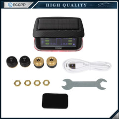 Black RV Tire Pressure Sensor 1PC TPMS Solar Monitor 4pc Sensors w/Alarm Modes KOEEP [1]