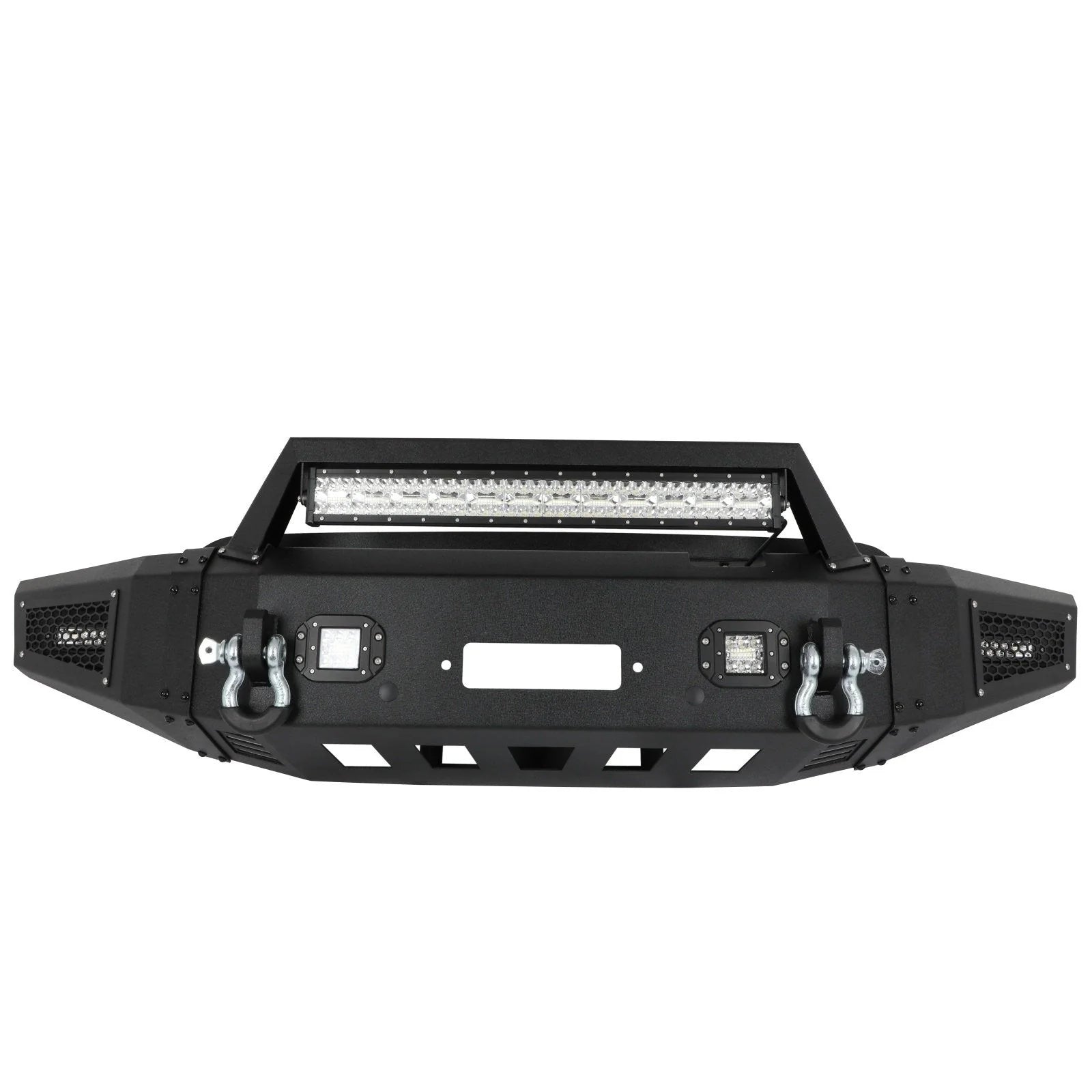 Black Steel Front Bumper W /Winch Plate & LED Light For 2021 2022 2023 Ford F150 6B93BC-57 [3]