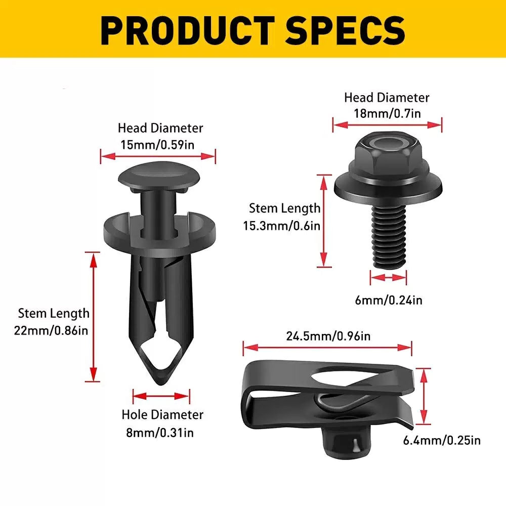 Body Bolts U-nut Clips - M6 Engine Under Cover Splash Shield Guard for Hyundai 6B93BC-57 [3]