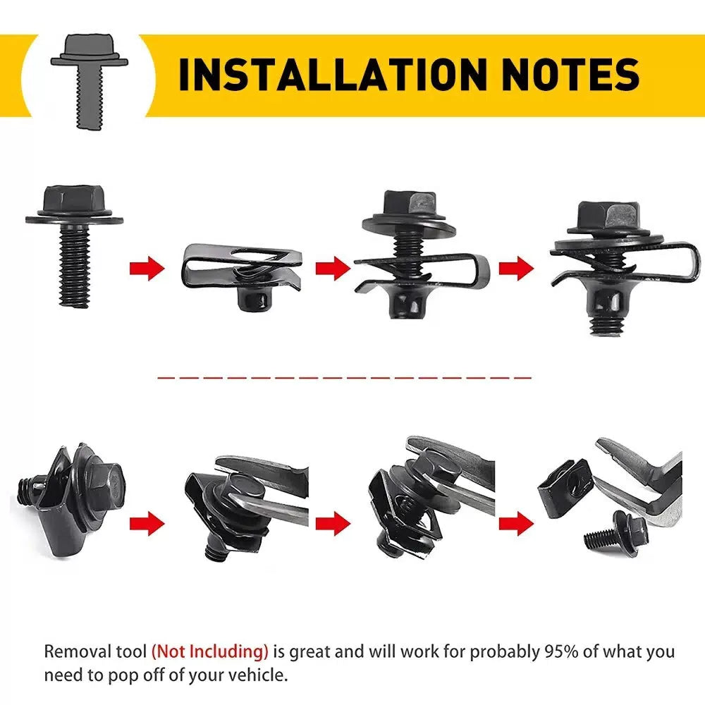 Body Bolts U-nut Clips - M6 Engine Under Cover Splash Shield Guard for Hyundai 6B93BC-57 [9]
