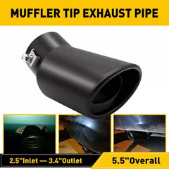 Car Bend Exhaust Pipe Tip Rear Tail Throat Muffler Stainless Steel Round US EOA 6B93BC-57 [1]