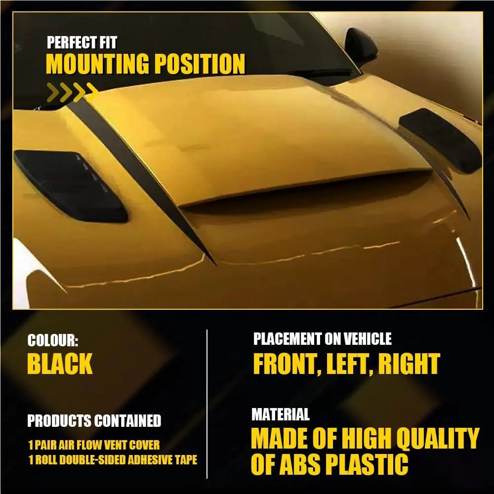 Car Hood Vent Scoop Louver Scoop Cover Decor Air Flow Intake Universal Black EOA 6B93BC-57 [8]
