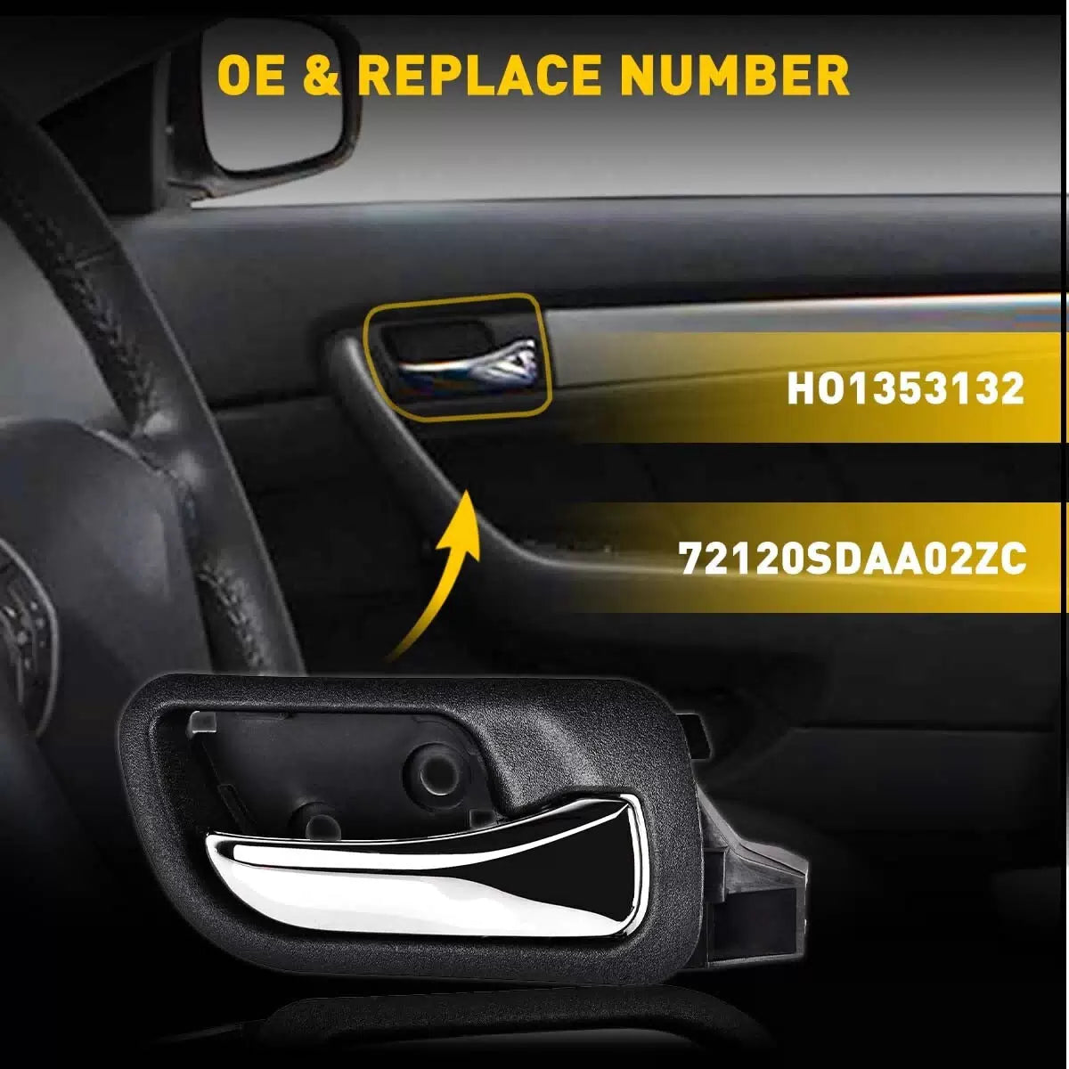 Car Interior Door Pull Front Handle Right Black For 2003-2007 Honda Accord 6B93BC-57 [3]
