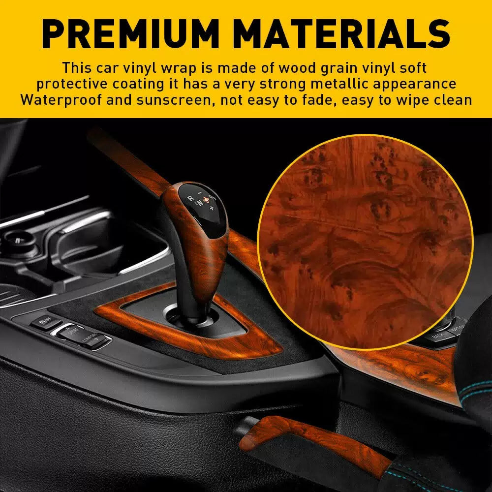 Car Interior Wood Grain Textured Glossy Vinyl Wrap Sticker Decal Sheet Film DIY 6B93BC-57 [11]