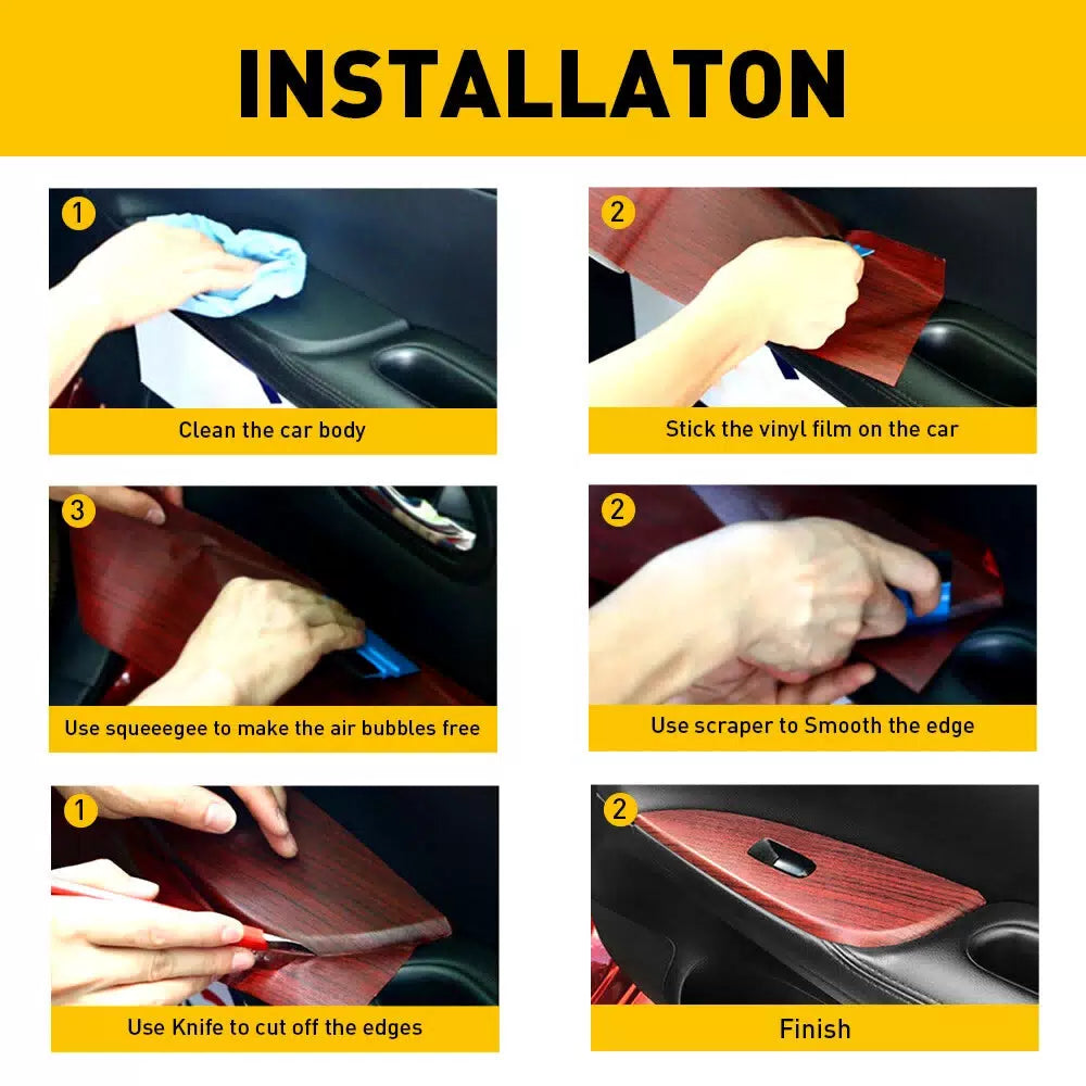 Car Interior Wood Grain Textured Glossy Vinyl Wrap Sticker Decal Sheet Film DIY 6B93BC-57 [5]