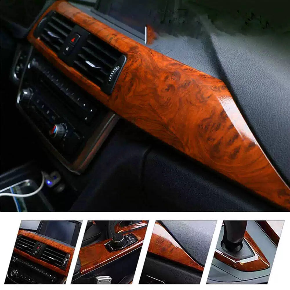 Car Interior Wood Grain Textured Glossy Vinyl Wrap Sticker Decal Sheet Film DIY 6B93BC-57 [7]