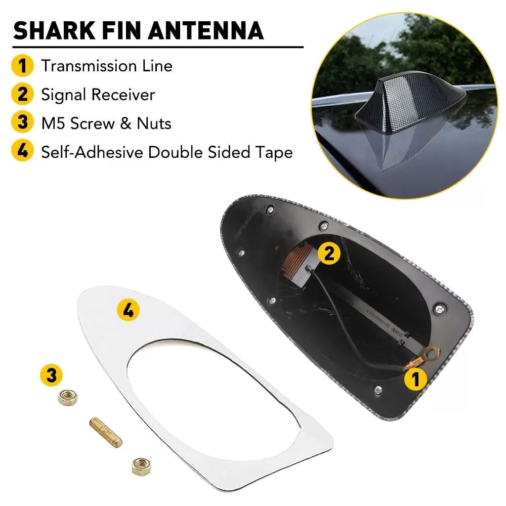 Carbon Fiber Car Roof FM AM Radio Functional Shark Fin Antenna Aerial Cover 6B93BC-57 [3]