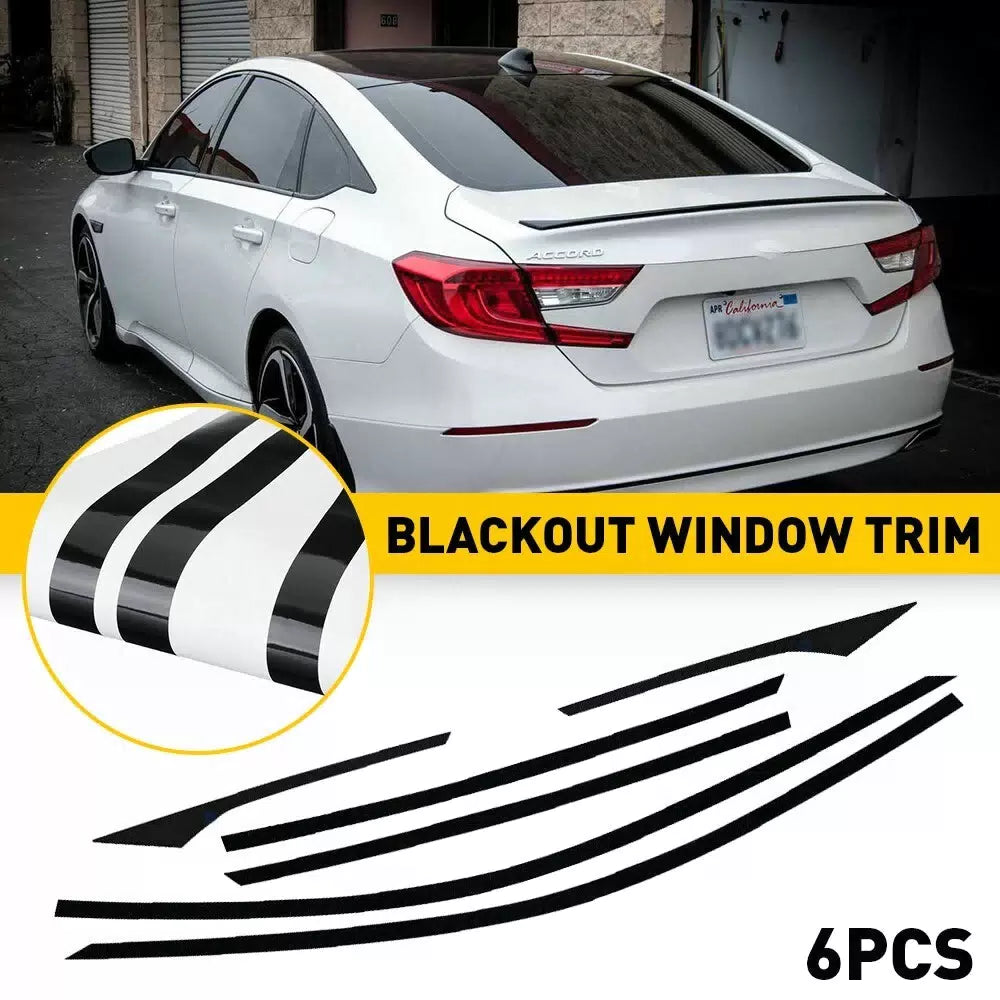 Chrome Blackout Glossy Window Delete Trims For Honda Accord Sedan 2018-22 EOA 6B93BC-57 [1]