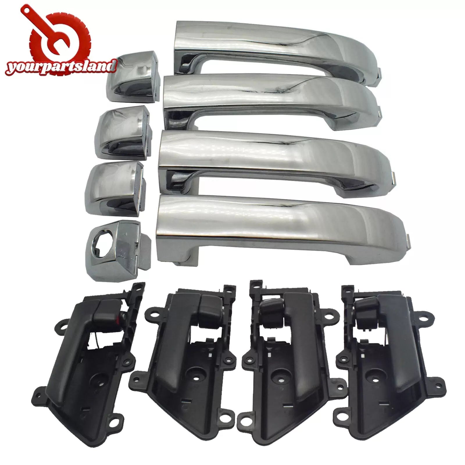 Chrome Outside Black Inside LH RH 8PC Door Handle for Hyundai Veracruz 2007-2012 6B93BC-57 [1]