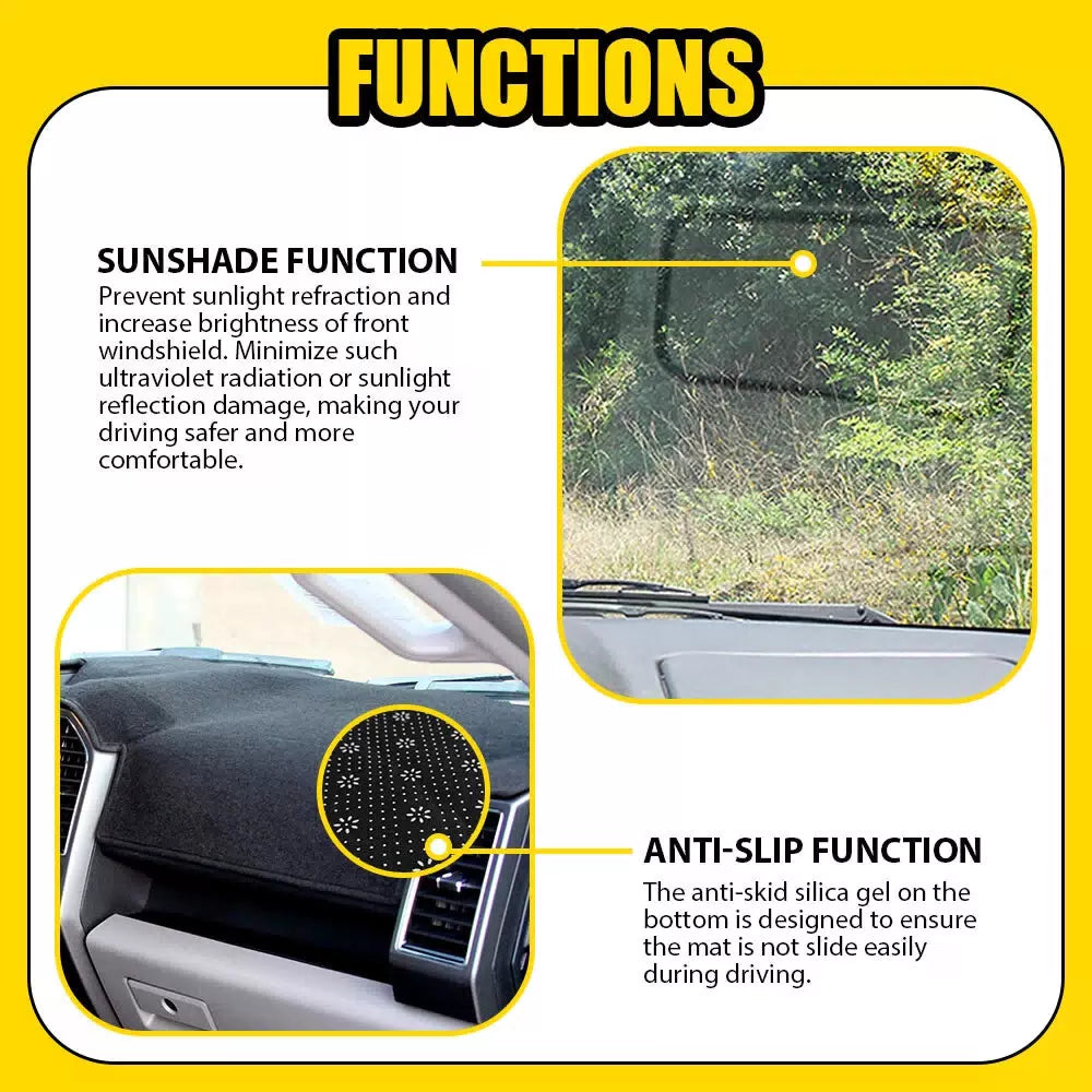 Dashboard Dash Board Cover Mat Carpet Black Fits Ford F150 2015 2016 2017 2018 A 6B93BC-57 [7]