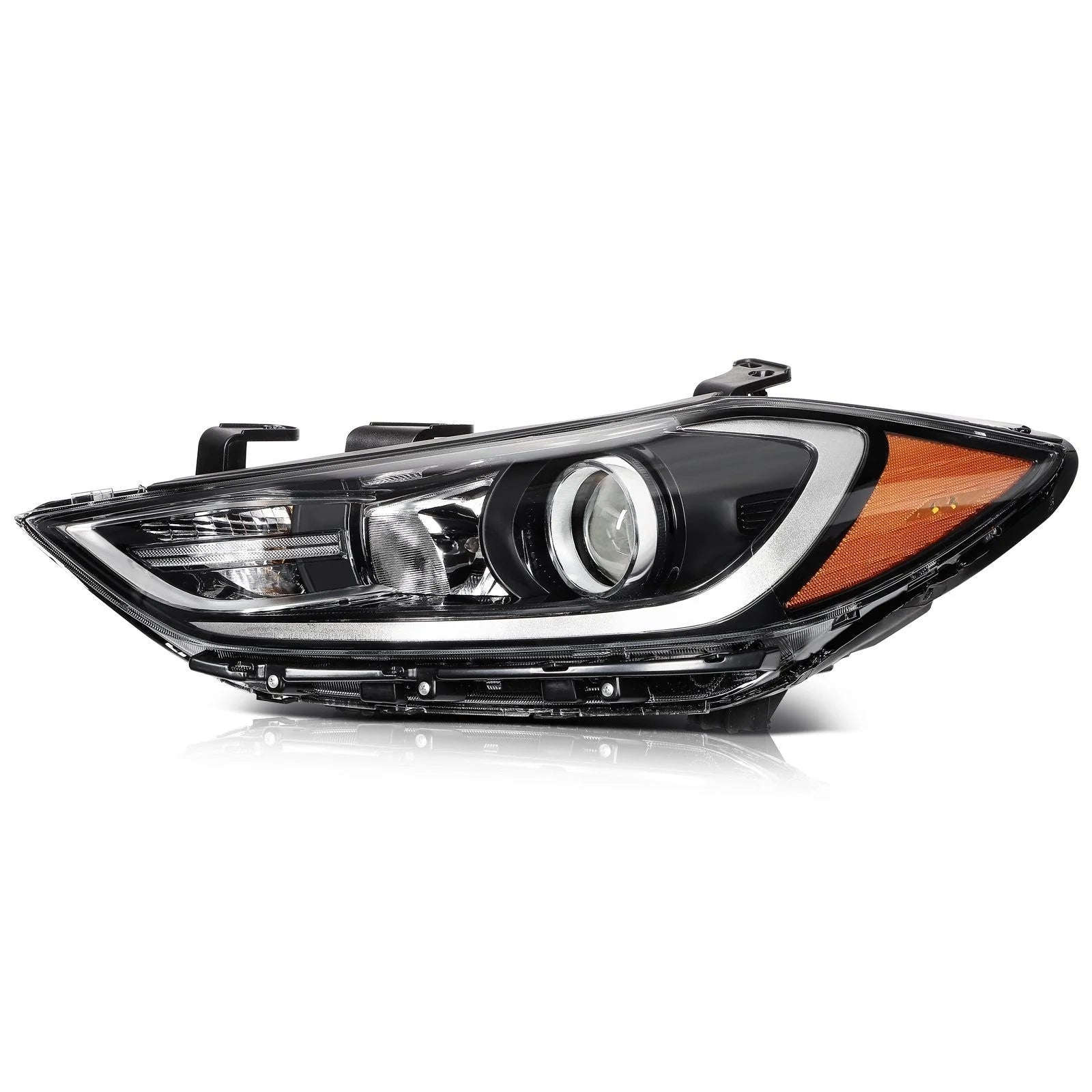 Driver Left Side Headlight Assembly For 2017-2018 Hyundai Elantra Black Amber 6B93BC-57 [1]