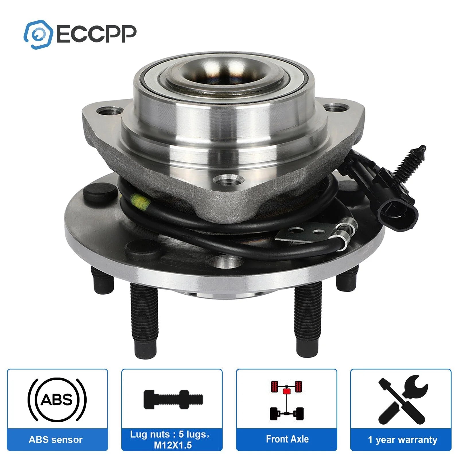 ECCPP 1P Wheel Hub Bearing Front For Chevy Blazer S10 GMC Sonoma Jimmy 4WD Only 6B93BC-57 [1]