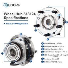 ECCPP 1P Wheel Hub Bearing Front For Chevy Blazer S10 GMC Sonoma Jimmy 4WD Only 6B93BC-57 [3]