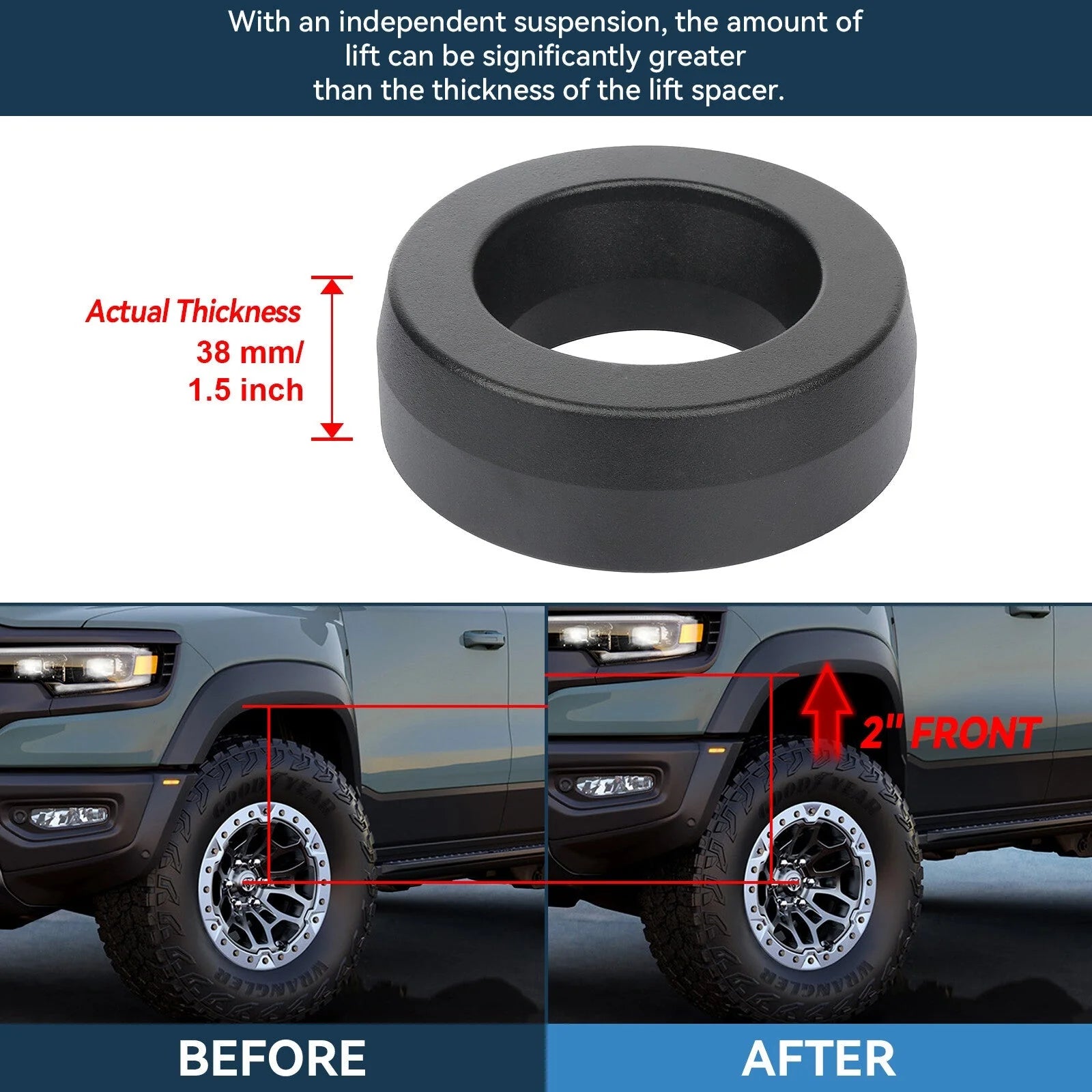 ECCPP 2" Front & 2" Rear Leveling Lift Kit For Dodge Ram 1500 2WD 2009-2018 2013 KOEEP [2]