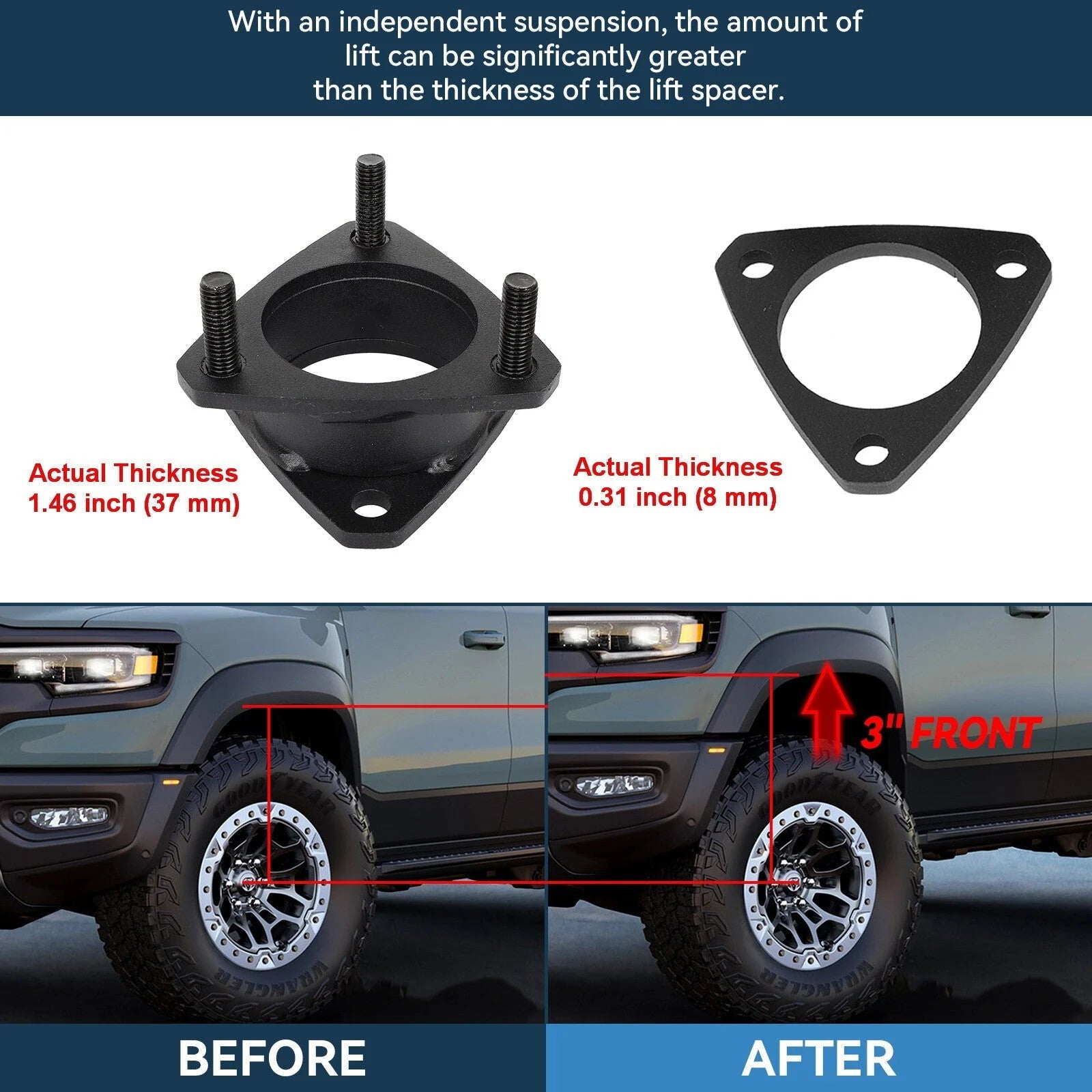 ECCPP 3" Front Leveling Lift Kit For 2019 2020 2021 2022 Ford Ranger 2WD 4WD 6B93BC-57 [2]