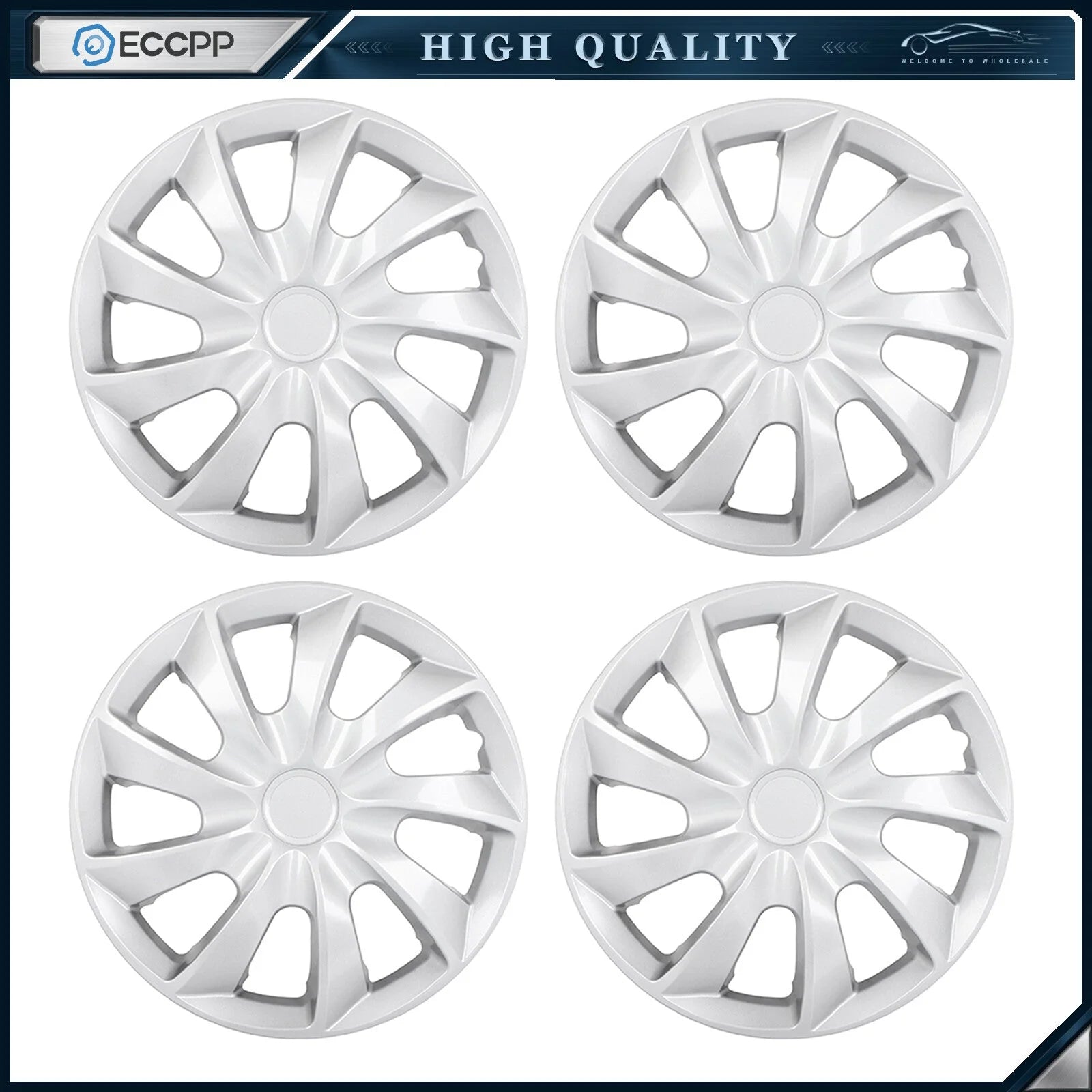 ECCPP 4Pcs 17 inch Wheel Hub Caps Silver For R17 Tires Wheel Rim Covers Snap-On 6B93BC-57 [1]