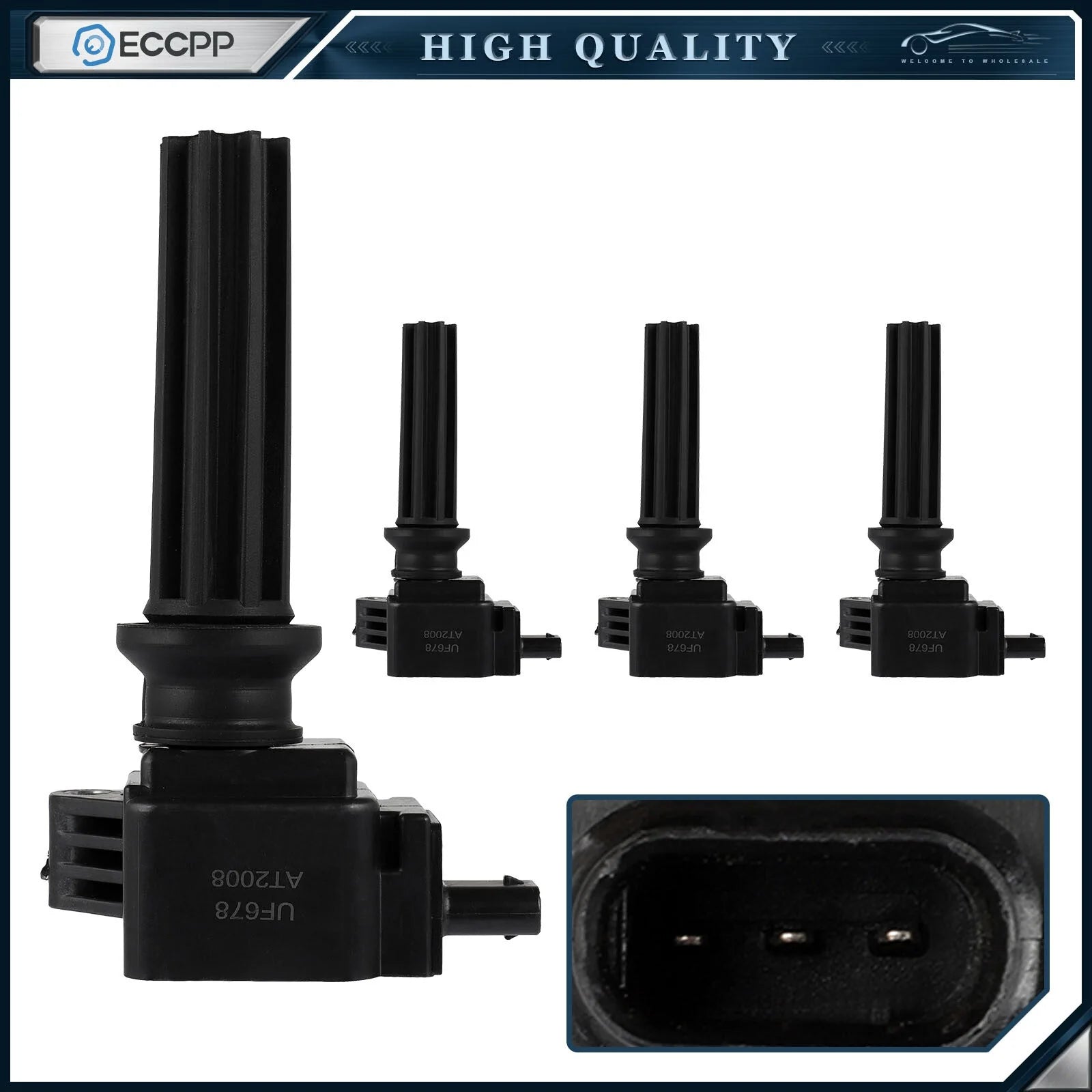 ECCPP 4 Ignition Coils For 18-21 Ford EcoSport L4 2.0L 2016-2019 Explorer 2.3L 6B93BC-57 [1]