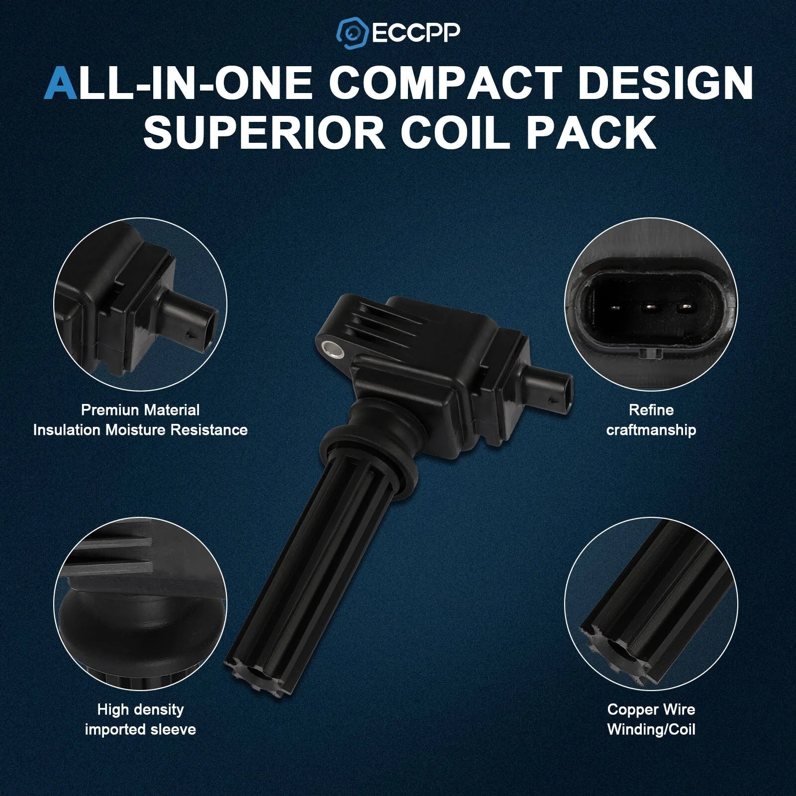 ECCPP 4 Ignition Coils For 18-21 Ford EcoSport L4 2.0L 2016-2019 Explorer 2.3L 6B93BC-57 [2]