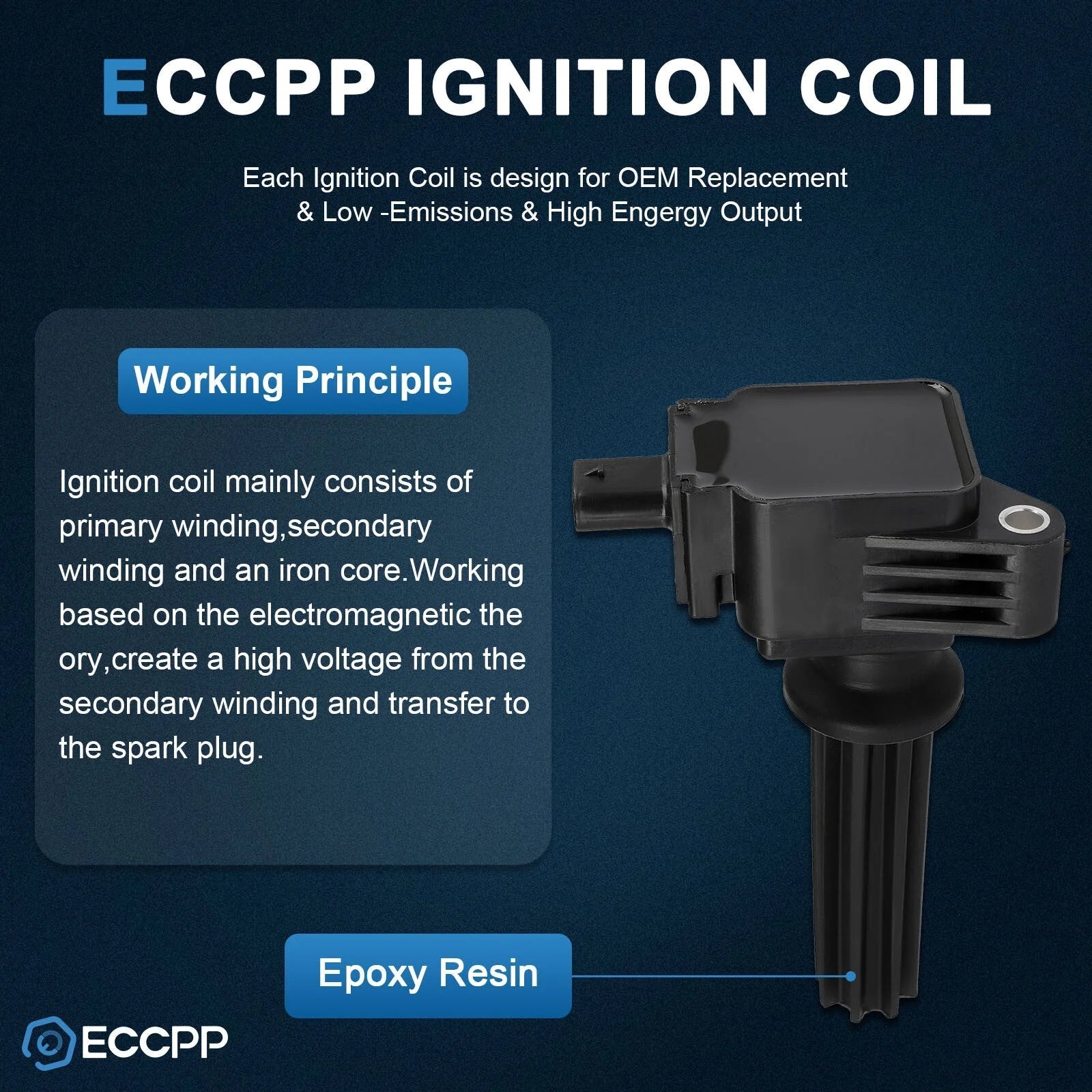 ECCPP 4 Ignition Coils For 18-21 Ford EcoSport L4 2.0L 2016-2019 Explorer 2.3L 6B93BC-57 [3]