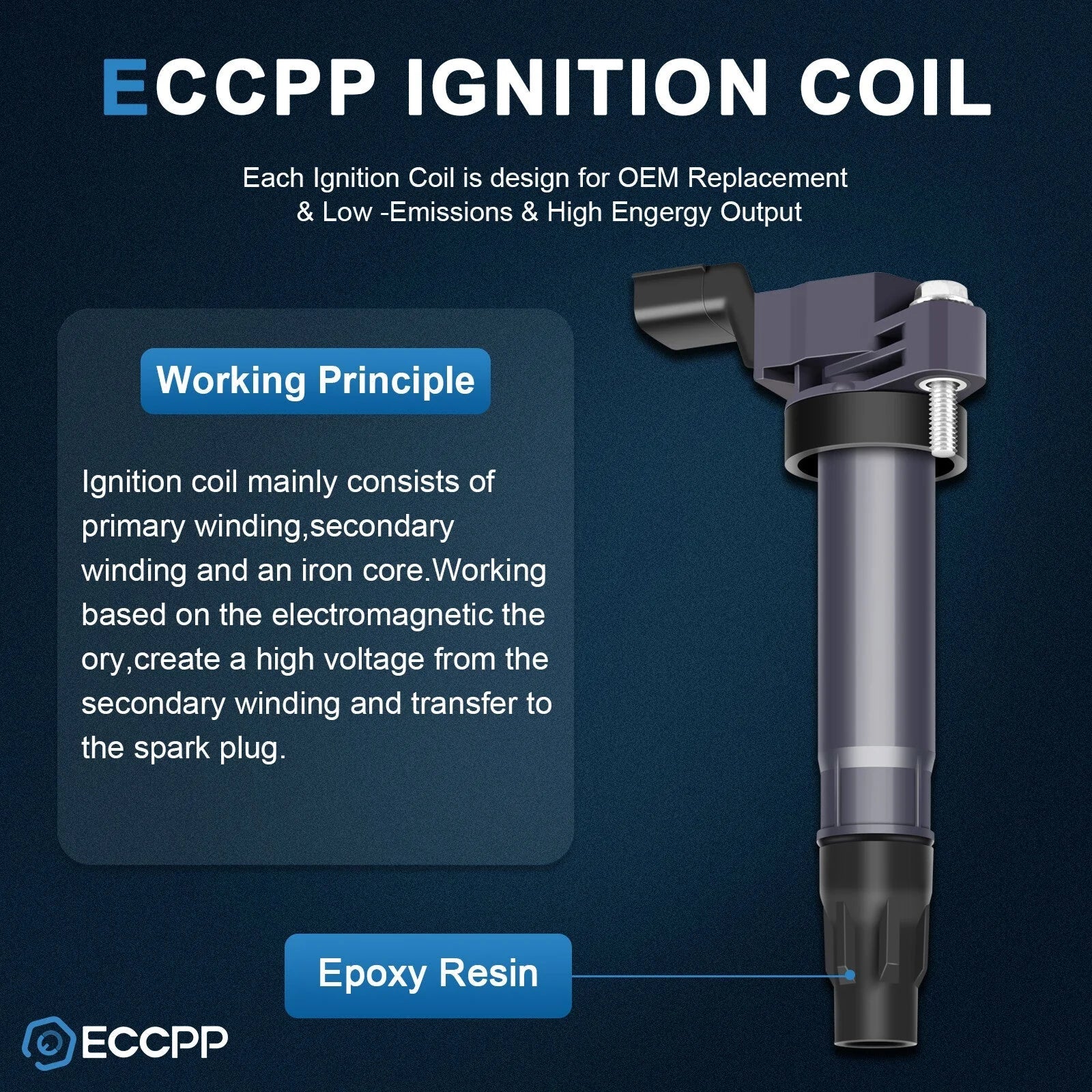 ECCPP 4 Ignition Coils For 1.2L L4 Chevrolet Spark 2013 2014 2015 6B93BC-57 [3]