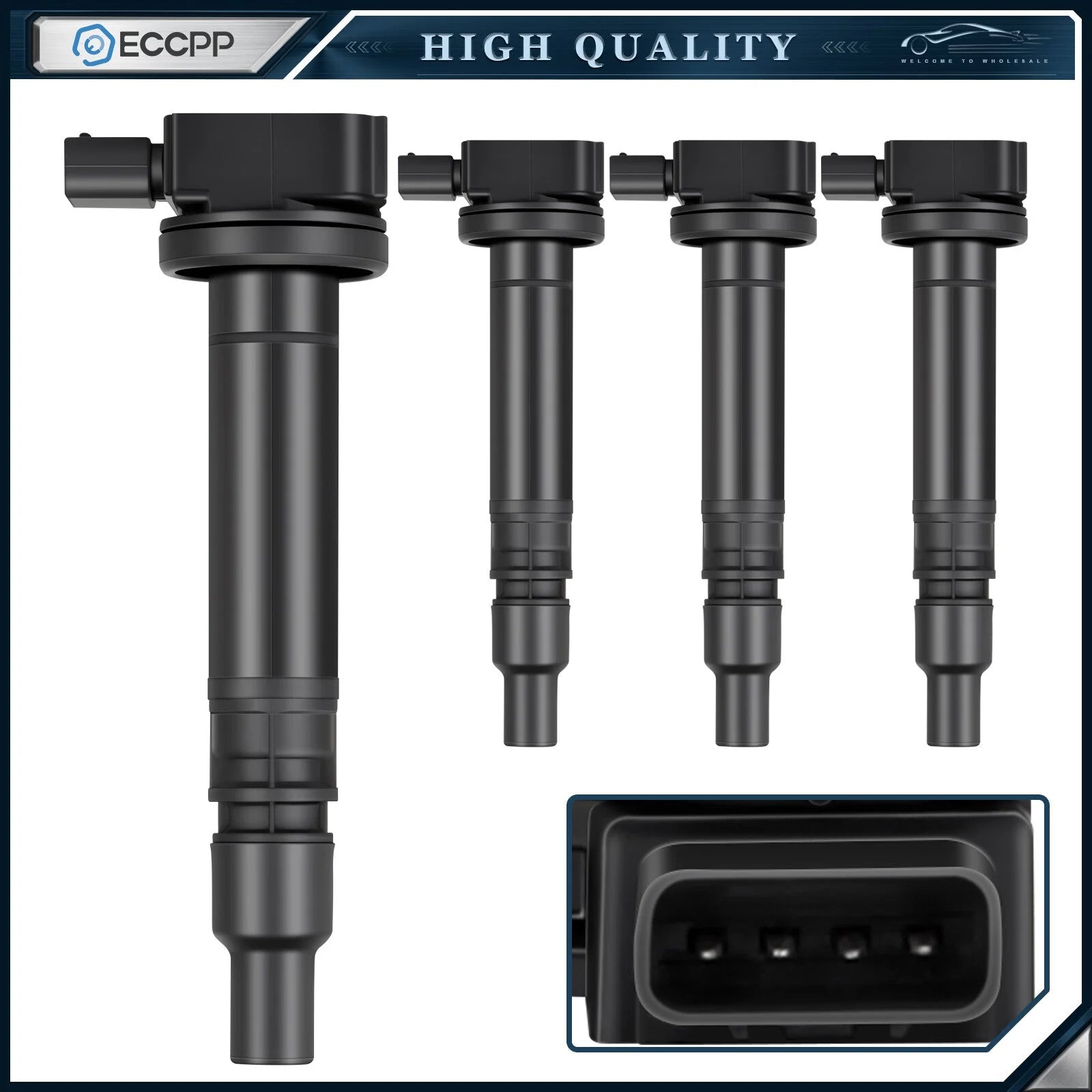 ECCPP 4 Ignition Coils For L4 2.7L 2.4L Toyota Tacoma 2001 2002 2003 2004 KOEEP [1]