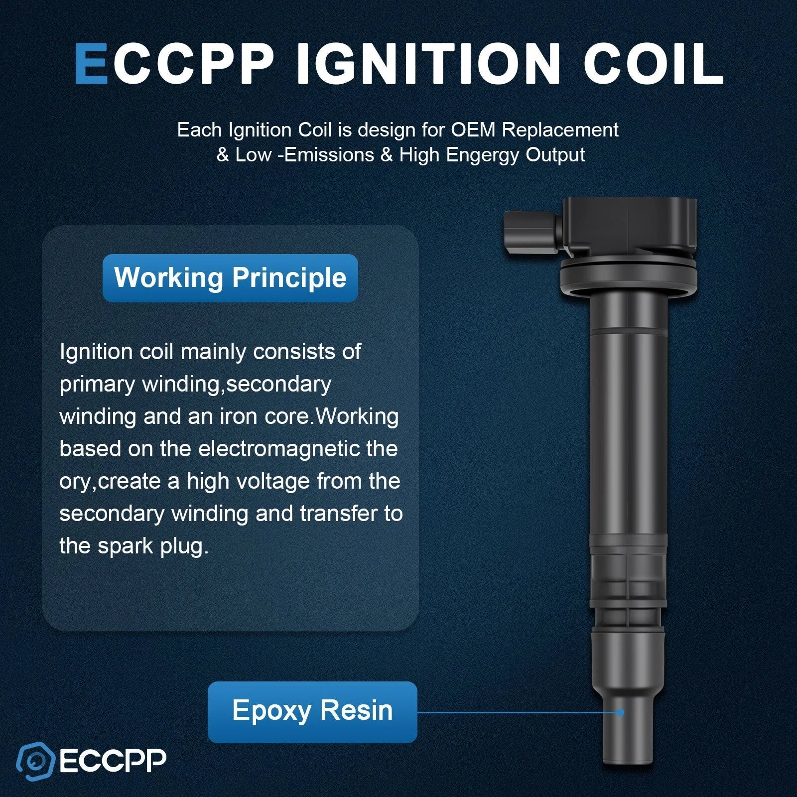 ECCPP 4 Ignition Coils For L4 2.7L 2.4L Toyota Tacoma 2001 2002 2003 2004 KOEEP [3]