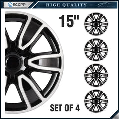 ECCPP 4 Pcs 15 inch Universal Hub Caps Wheel Cover Kit Snap On For R15 Tire Rim KOEEP [2]