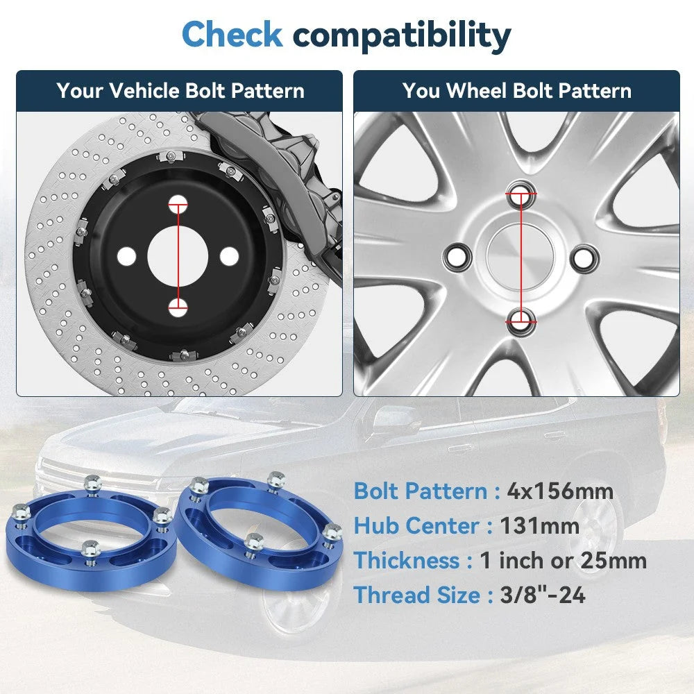 ECCPP 4 Pcs 1" 4x156 Wheel Spacers 3/8"x24 For Polaris Sportsman Ranger 400 500 KOEEP [2]