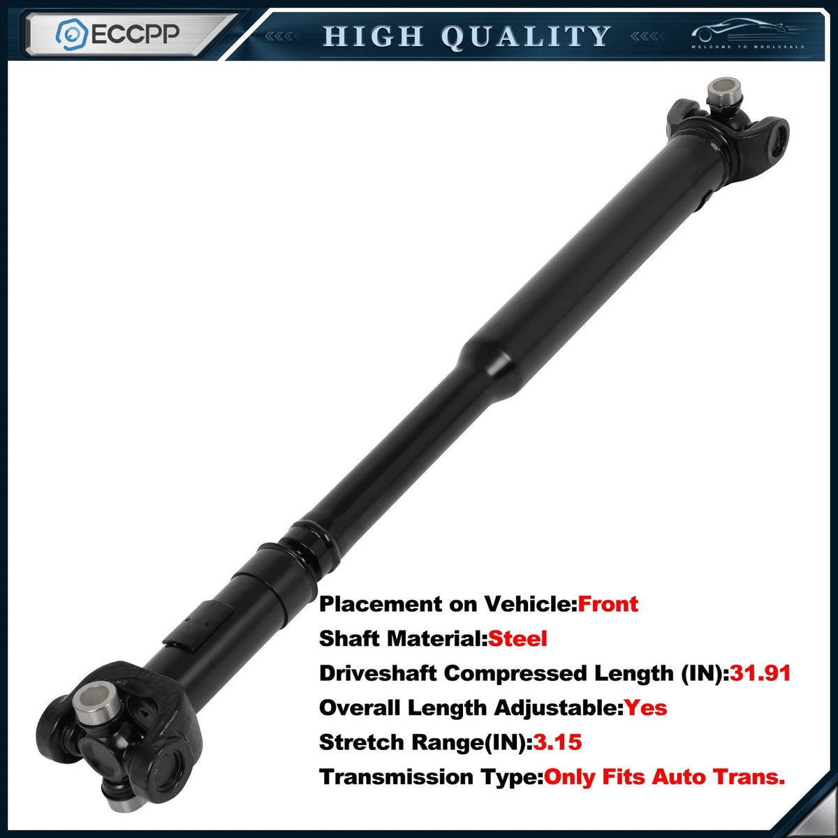 ECCPP Front Driveshaft For Chevy K1500 K2500 K3500 GMC Yukon 938-224 65-9361 6B93BC-57 [1]