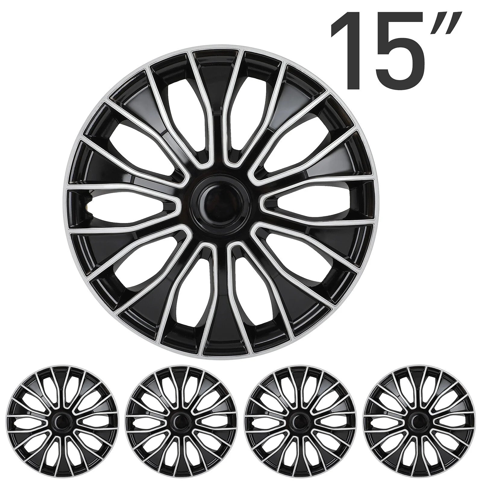 ECCPP Full Set Wheel Covers Fits R15 Tire & Steel Rim Snap On Full Hub Caps 15" KOEEP [2]